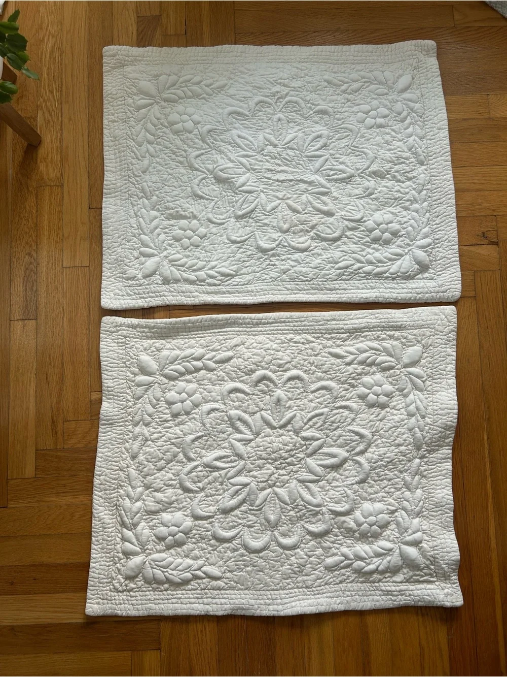Creamy white Quilted Floral Pillow Shams - Elegant Home Bedding